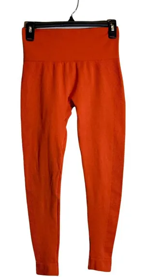 Set Active Sculptflex Seamless Leggings Women's Medium Orange Ribbed Workout Gym thumbnail 1