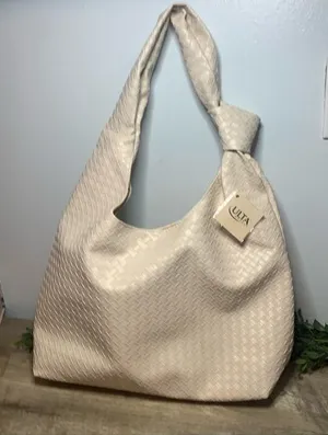 Ulta Beauty Cream Shoulder Bag with Textured Pattern NWT Tote Purse thumbnail 1