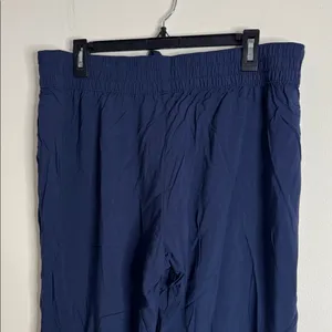 Aerie Navy Elastic Waist Drawstring Viscose Cuffed Crop Joggers size L thumbnail 4