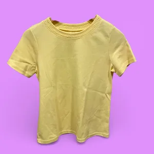 Breckenridge Cute crochet collar buttercup yellow cotton blend top classic basics pastel thumbnail 2