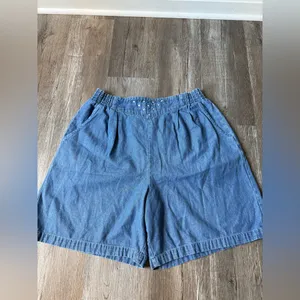 VTG Denim Beaded Blue High Waisted Women's Mom Shorts Hippie Boho Size L XL 32 thumbnail 6
