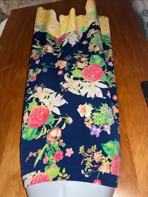 Rafaella Boho Floral Navy Blue, Yellow, Pink, Cream, & Green Midi Skirt - Size thumbnail 4