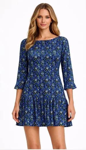 Free People Women’s XS The Avenue Mini Dress Floral Printed Ruffle Scoop Neck thumbnail 1