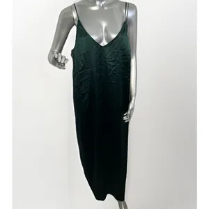 NWT Marine Layer Gabrielle Slip Dress Green Gables XL Maxi Satin Emerald thumbnail 2