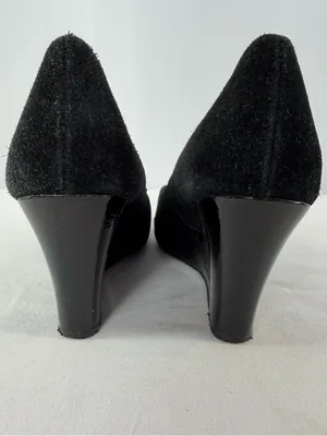 Lilly Pulitzer Suede Peep Toe Wedge Slip On Heels in‎ Black Size 7 thumbnail 6