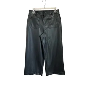 LOFT Faux Leather Wide‎ Leg Crop Pants Size 6 High Rise Modern Minimal Chic thumbnail 2