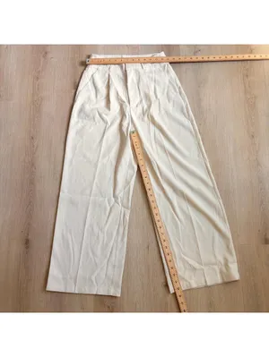 Cider NWT Women's Pleated Off White High Rise Wide-Leg Trousers Size S thumbnail 6