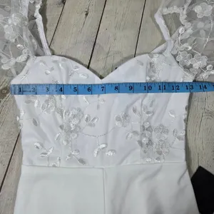 Lulus Darling Charisma White Mesh Embroidered Jumpsuit 9J2773 XS Wedding Bridal thumbnail 10