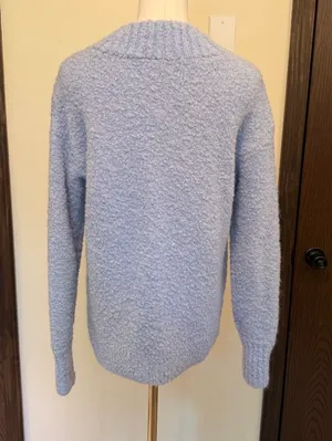Aerie light blue v-neck oversized fuzzy knit sweater thumbnail 5
