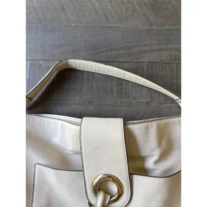 Mossimo‎ cream-colored faux leather hobo shoulder bag 15"x13 thumbnail 6