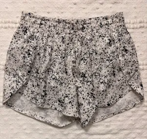 Athleta Women Small Black White Splatter Print Running Shorts Smocked Activewear thumbnail 1