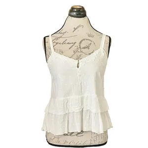Urban Romantics Womens Blouse Tank Sz Small White Tiered Sleeveless Cottagecore thumbnail 2