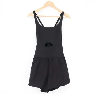 Black Athletic Romper Crisscross Back Cutout Workout Tennis Dress Small thumbnail 2