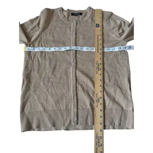 Cable & Gauge Womens Tan Glitter‎ Knit Cardigan Button Up Long Sleeve Top XLP thumbnail 7