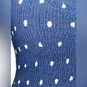 Zara smocked top with polka-dots and shoulder ties Navy and Yellow Size Large thumbnail 6