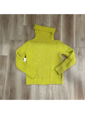 Banana Republic Women’s Chunky Knit Turtleneck Sweater M Chartreuse Merino Wool thumbnail 3