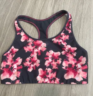 Old Navy Pink Floral Racerback Sports Bra thumbnail 1