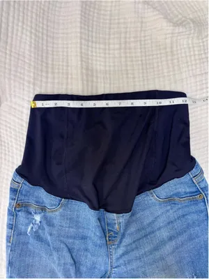 Women's Isabel Maternity Blue Distressed Bermuda Shorts Size 8 thumbnail 5