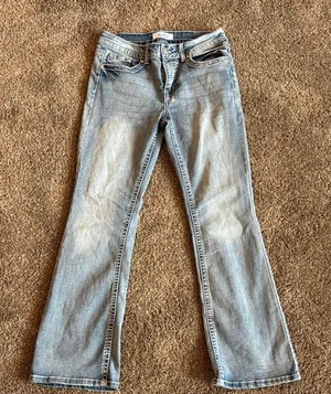 Stylish Light Blue Boot Cut Jeans for Women thumbnail 1