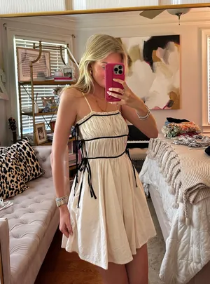 idem Ditto Cream Mini Sundress with Black Trim and Side Ties thumbnail 2