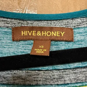 Hive & Honey‎ XS 3/4 Maxi Dress Teal Multicolor Striped Bodycon Boho Retro 70s thumbnail 6