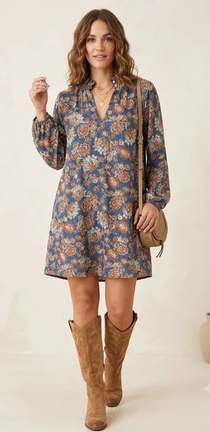 Harper Rose Sky Captain Balloon Sleeve Mockneck Trapeze Dress Victorian 14 thumbnail 1