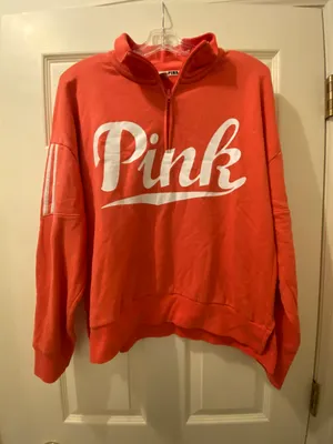 Pink quarter zip sweatshirt thumbnail 1