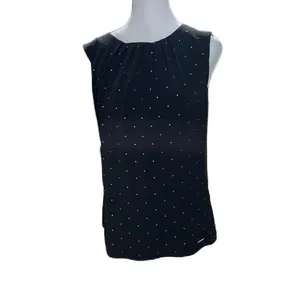 Calvin Klein Black Silver Studded Sleeveless Keyhole Back Tank Top Size Small thumbnail 4