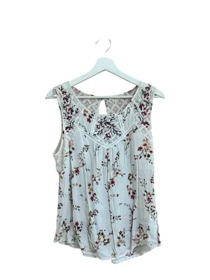 Nordstrom Mason Belle Size Large White Floral Tank Top thumbnail 2