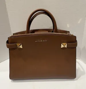 Michael Kors Leather Karla Small EW Top Handle Satchel Bag Crossbody Luggage thumbnail 1