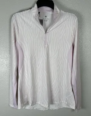 NEW Adidas Golf‎ Tennis Pickleball 1/4 Zip Pullover Womens Medium Pink Stripe thumbnail 1