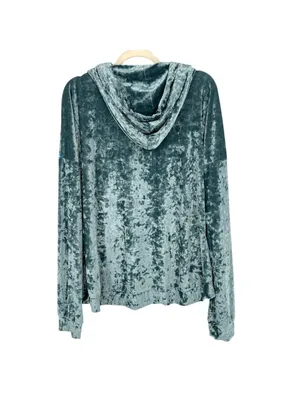 POL Crushed Velvet Zip-Up Hoodie Front Pockets Size Large Cozy Chic Loungewear thumbnail 5