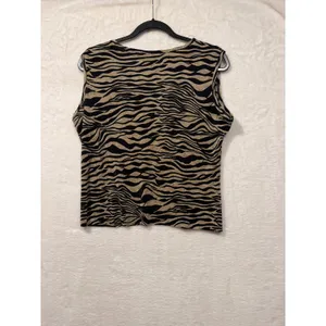 Notations Zebra‎ Animal Print Tank Top Womens Large Tan Black Ribbed Shell thumbnail 6