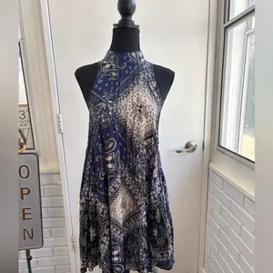 Free People Beaux Bandana Print High Neck Slip Dress small boho festival‎ thumbnail 2