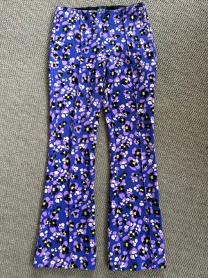 Anthropologie Maeve The Margot Kick Flare Crop Pant Purple Floral Size XXS thumbnail 3
