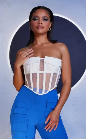 Club L White Strapless Utility Pocket Corset Top thumbnail 2