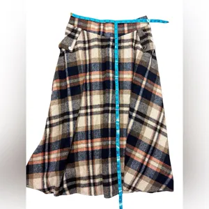 Unbranded Wool Blend Plaid A-Line Midi Skirt with Side Pockets Size Large K-41 thumbnail 12