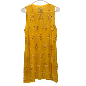Johnny Was Embroidered Eyelet Floral Tunic Dress Yellow Cover Up‎ Resortwear XS thumbnail 5
