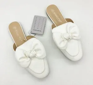 NWT Samilor White Bow Mule Sandal Flats Size 7 Bridal Round Toe Comfort thumbnail 1