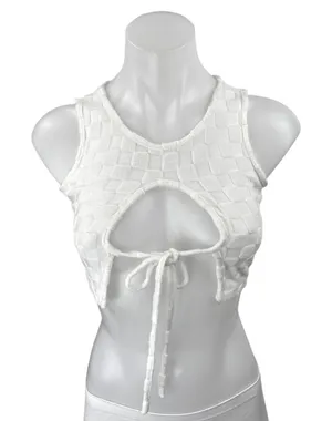 Princess Polly Jeremiah White Checkered Sleeveless Cutout Cami Crop Tank Top 2 thumbnail 1