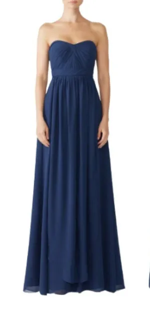 Jenny Yoo‎ Aidan Convertible Bridesmaid Gown Sz 6 Navy Strapless Sweetheart Neck thumbnail 1