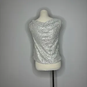 L Love- Silver Scoop Neck Sequin Shirt thumbnail 4
