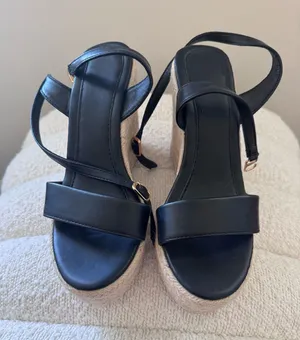 Black Platform Espadrille Wedge Sandals with Ankle Strap – Size5 thumbnail 1
