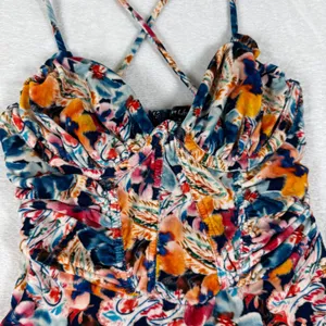 For Love & Lemons Floral Velvet Ruched Mini Dress Multicolor Small NWT thumbnail 4