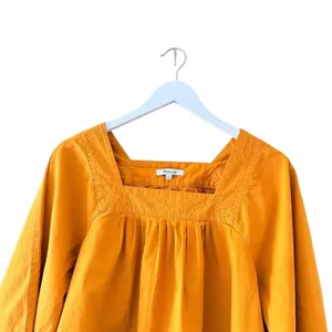 Madewell Blouse Square Neck Mustard Flared Sleeves Boho SZ L #2637 thumbnail 4