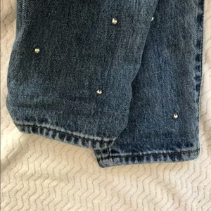 Tobi Studded High Rise Mom Jeans Womens 25 Blue Denim Zip Fly Classic Silver thumbnail 8