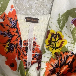 Free People Cream Floral Mini Dress Size M thumbnail 14