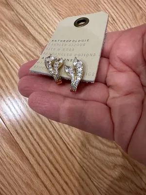 Anthropologie Nadri crystal lobe hoop earrings NEW thumbnail 6