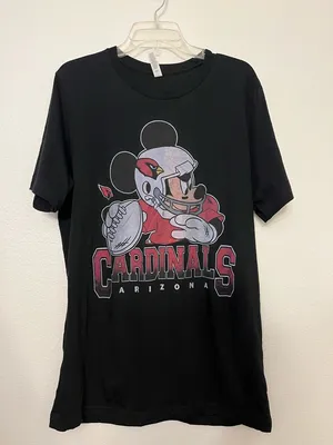 Arizona Cardinals Mickey Mouse Football Graphic Tee Black Size L thumbnail 1