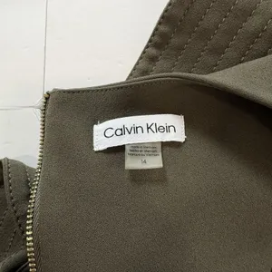 Calvin‎ Klein Army Green Ruffle Stretch Crepe Sheath Dress Size 14 thumbnail 9